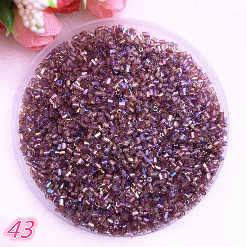 

DIY 2*2.5mm 800pcs/lot Czech Cylindrical Glass Bugle Beads European Seed Long Tube Two Hole Loose Beads For Jewelry Making #43