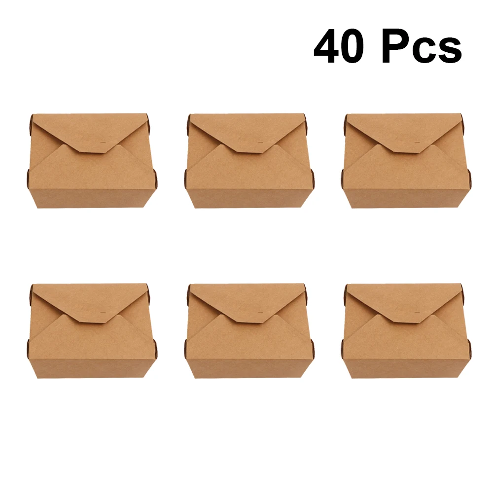 

40Pcs Kraft Paper Storage Boxes Disposable Meal Prep Containers Kitchen Organizer Candy Cookies Cake Package Favor Boxes