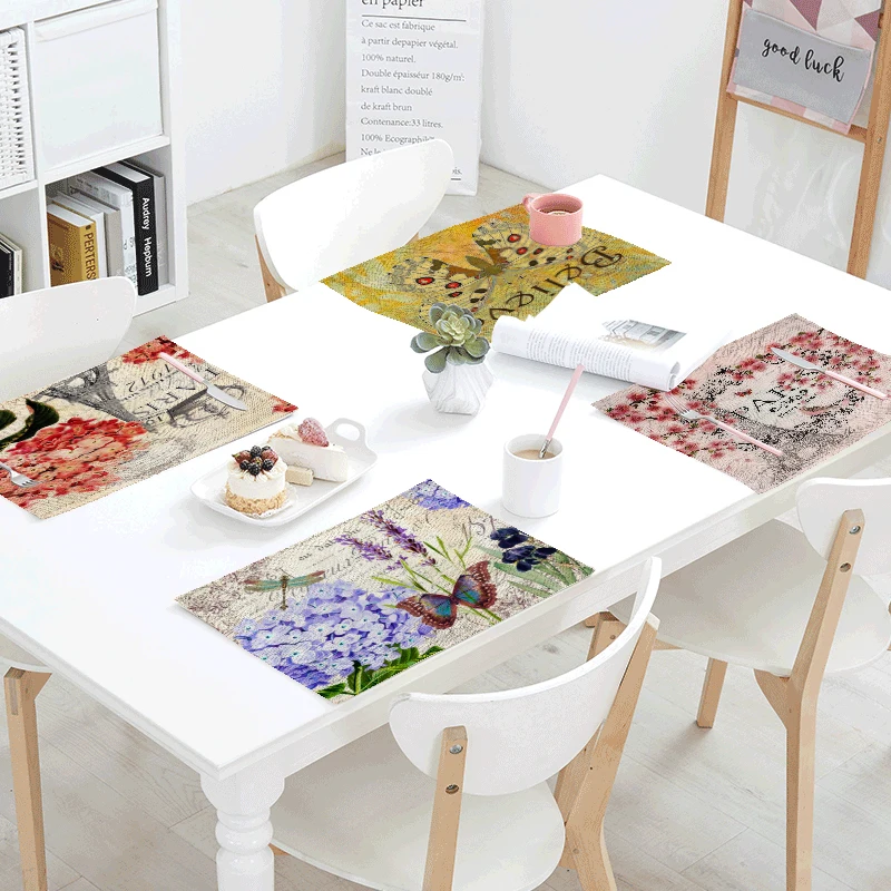 

Classical Letter Pattern Meal Cloth Color Hydrangea Flower Lily Butterfly Peacock Dragonfly Style Family Tablecloth Decoration