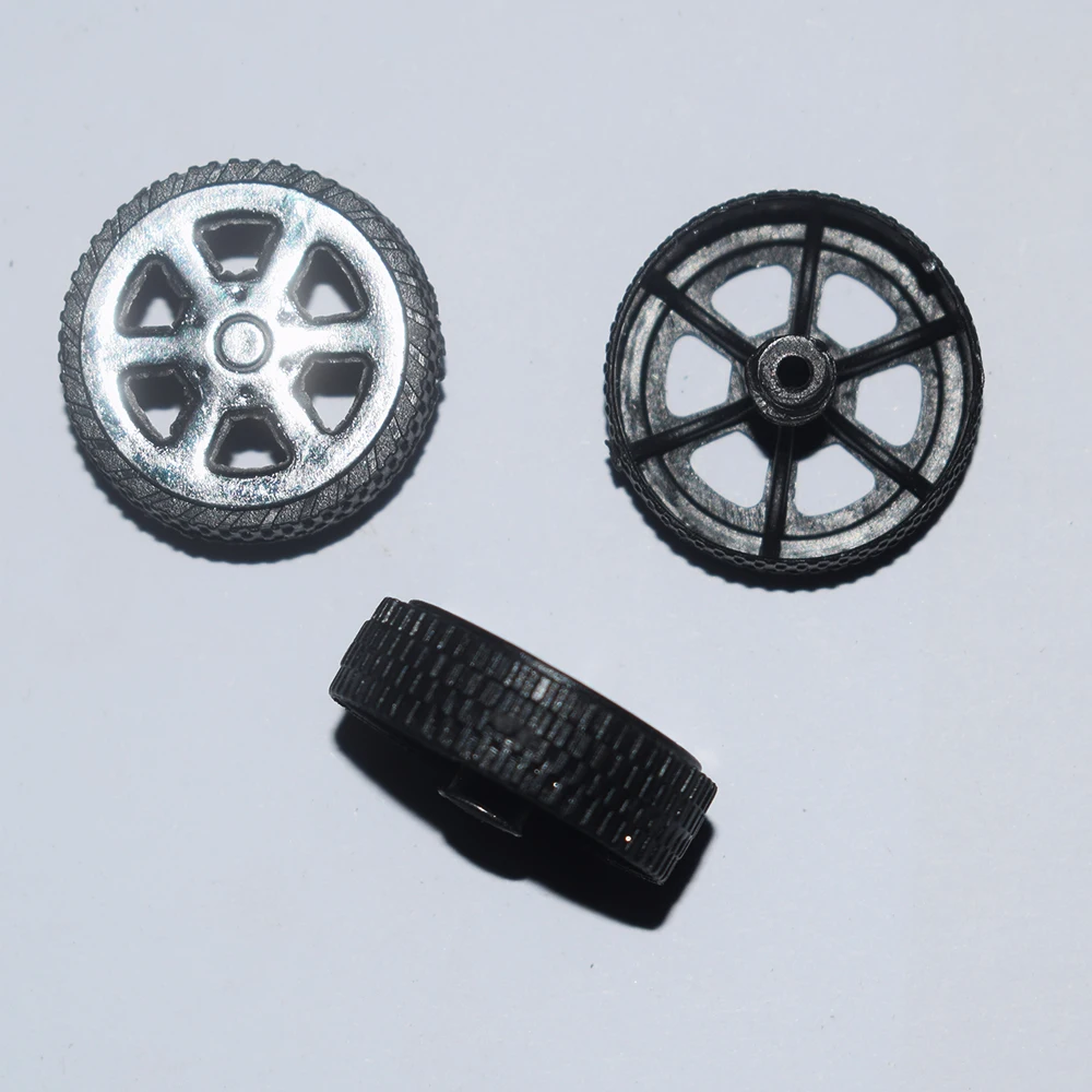 10/100 шт 2x22 мм пластиковые колеса tamiya/yuanmbm rc автомобиль робот колесо diy игрушка