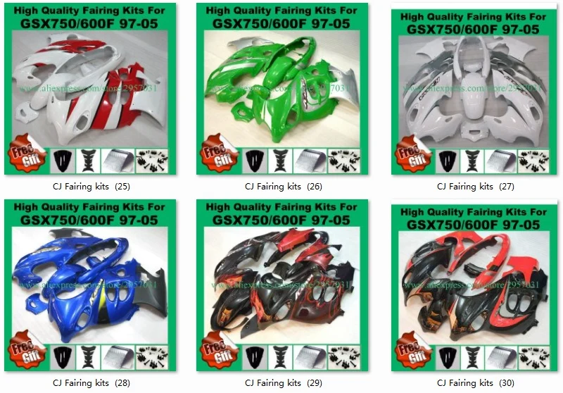 9 Подарки, обтекатель комплект для SUZUKI GSX600F GSX750F 1997-2005 GSX 600F 750F 97 98 99 00 01 02 03 04 05 ABS обтекатели синий белый