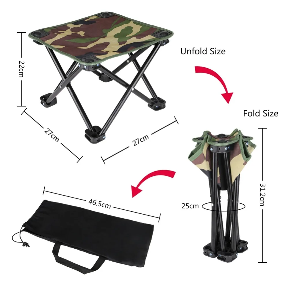 Путешествия Портативный складной стул с сумка Оксфорд + Железный складной стул пляжа для кемпинга, Пеший туризм, рыбалка нагрузка 90 кг