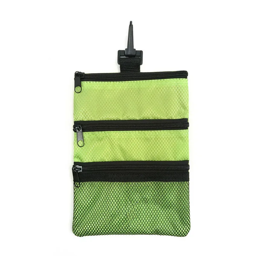 Golf Pouch Bag Standard Sports Golf Valuables Table Tennis Balls Tee Bags Zipper Carry Holder Hook to Bag Clip Storage 1 Pc - Цвет: Green