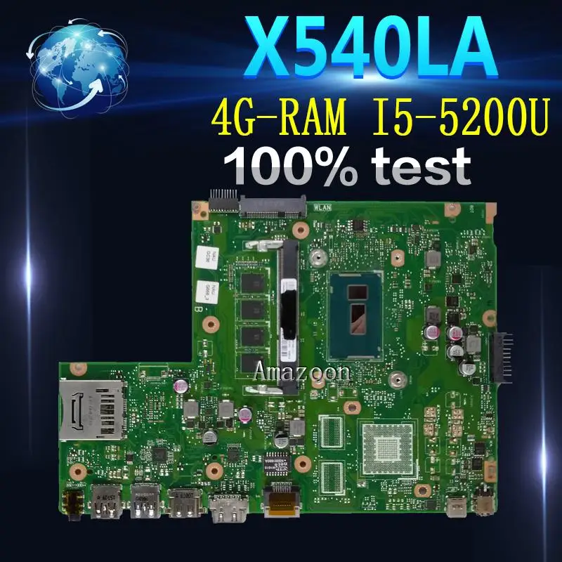 Amazoon  X540LA Laptop motherboard for ASUS X540LJ X540L F540L X540 Test original mainboard  4G-RAM I5-5200U