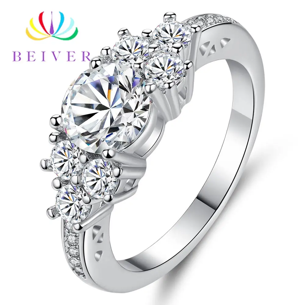 Beiver Clear AAA+ Кубический Цирконий обручальные кольца для женщин изысканное белое золото цвет ювелирные изделия лучшие подарки для дам дропшиппинг