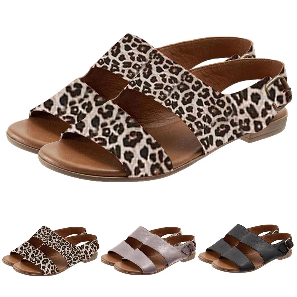 

Summer Women's Sandals Retro Buckle-Strap Sandals Flat Bottom Roman Ladies Shoes sandalias mujer 2019 #4