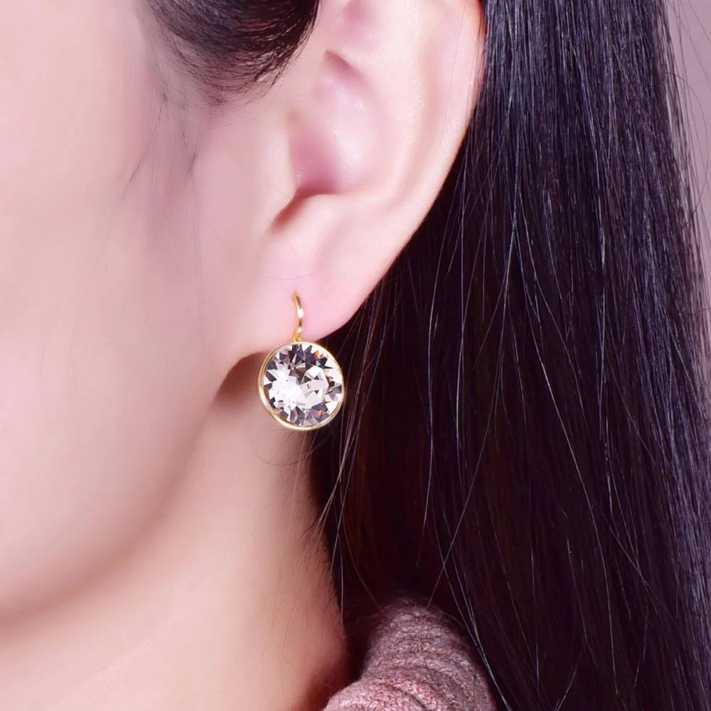 MALANDA серебряный цвет Bella серьги гвоздики для женщин белый кристалл от Swarovski модные