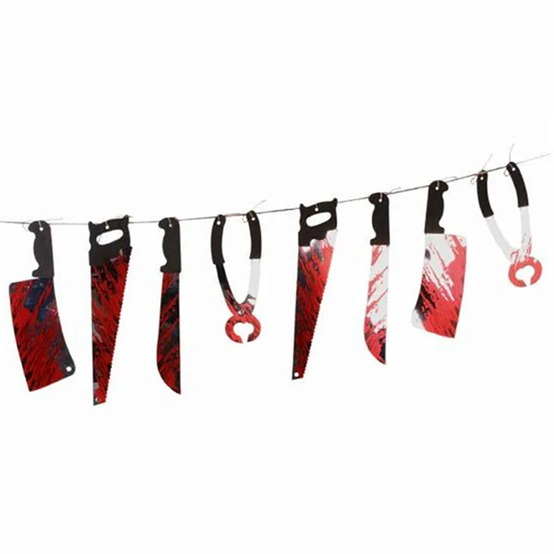 

Halloween Decoration Horror Blood Knife Banner Halloween Dies Photobooth Props Halloween Decora O Horror for Bar Haunted House