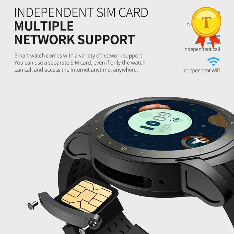 Дизайн водостойкий Android 3g smartwatch телефон круглые умные часы с пульсометром Спорт на открытом воздухе часы для человека
