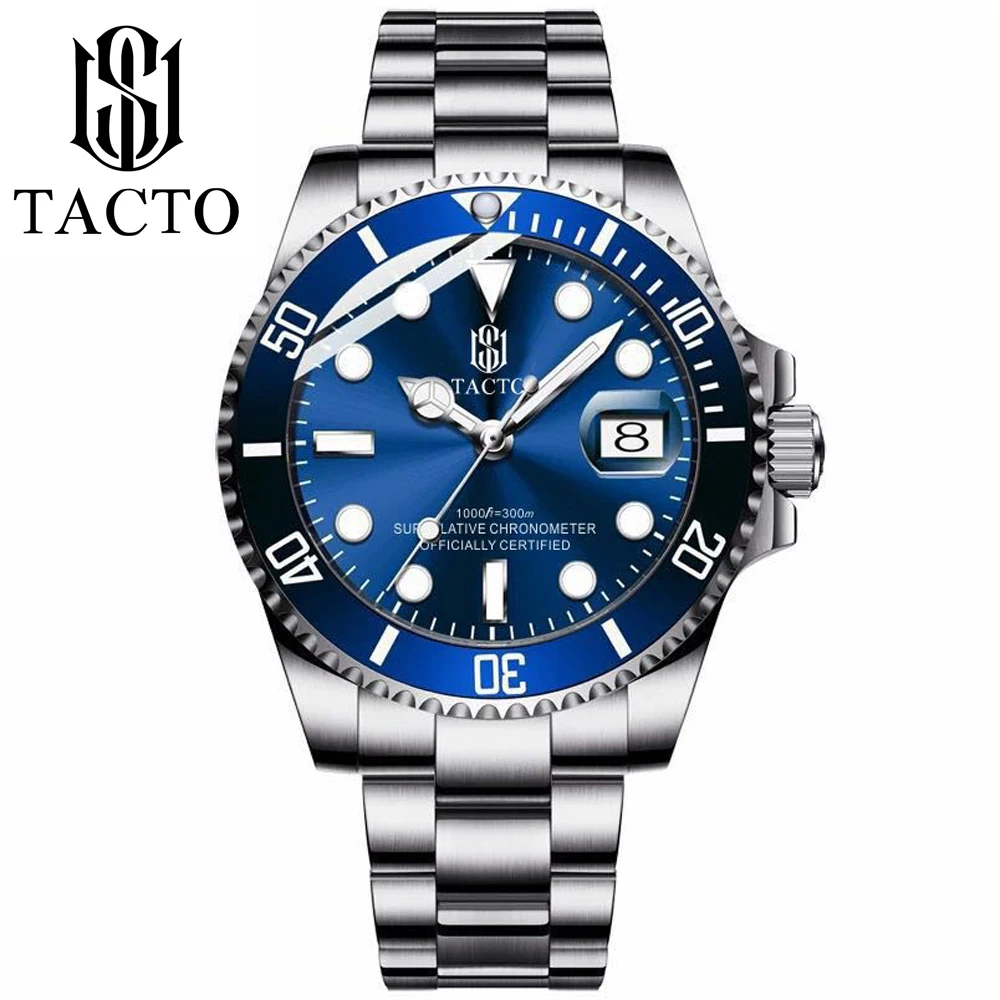 

2019 New Lastest Luxury Brand Watch Men's Diver Gold Stainless Steel Blue dial Two-Tone Man Quartz Wrist watch 50 waterproof