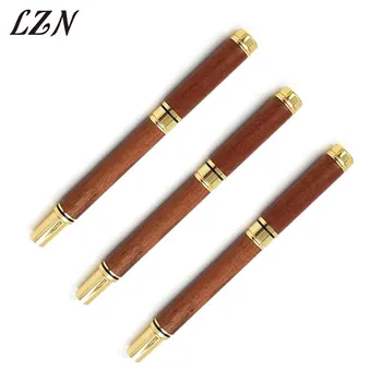

LZN Red with Gold Luxury Metal Ball Pen Wood Ballpoint Pen for Business Writing Gift Office School Supplies Black Ink Refills