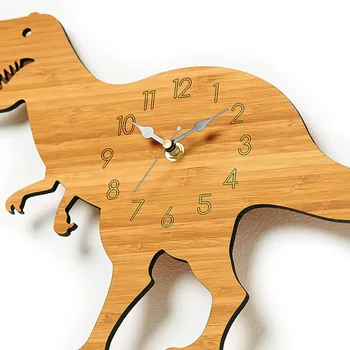 

Creative Silent Wall Clock 3D Modern Design Dinosaur Wood Stickers Tyrannosaurus Rex Watch Wall Clocks For Bedroom Home Decor
