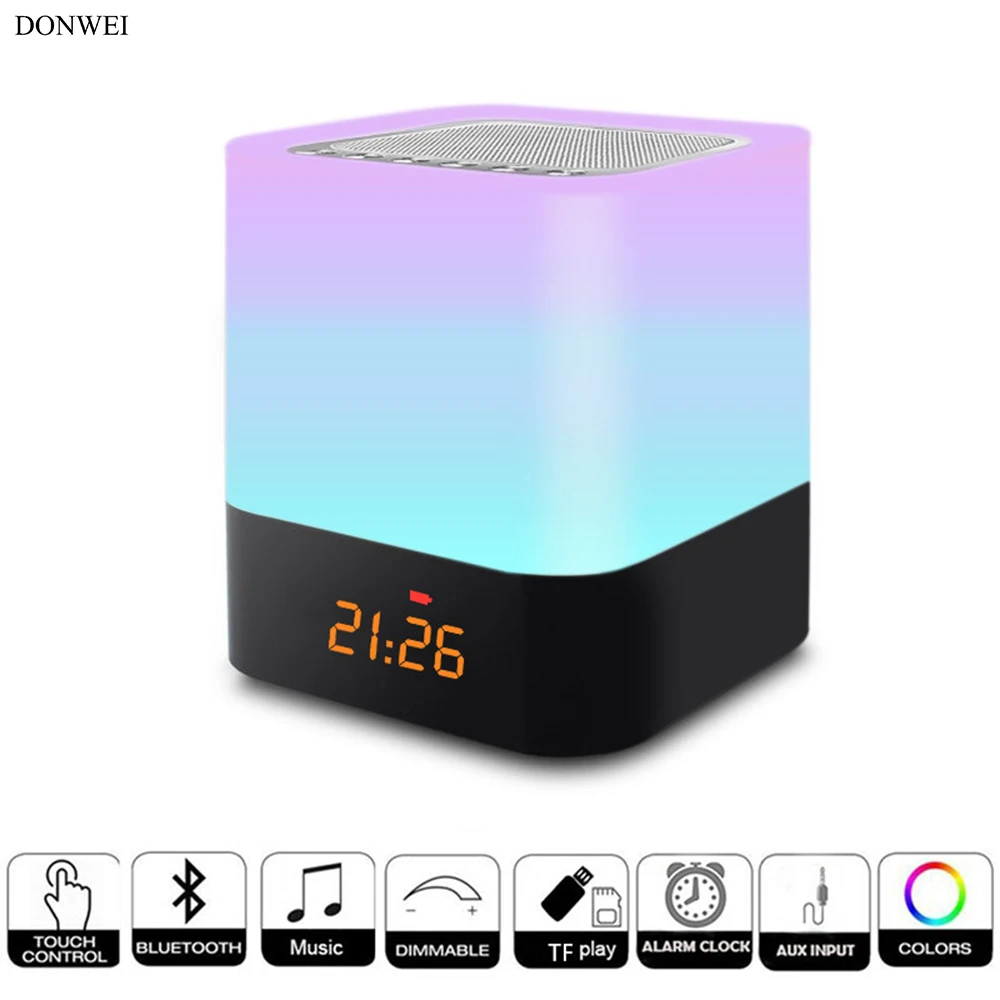 DONWEI Bluetooth Speaker Night Light Bedside Ambience Lights with Alarm