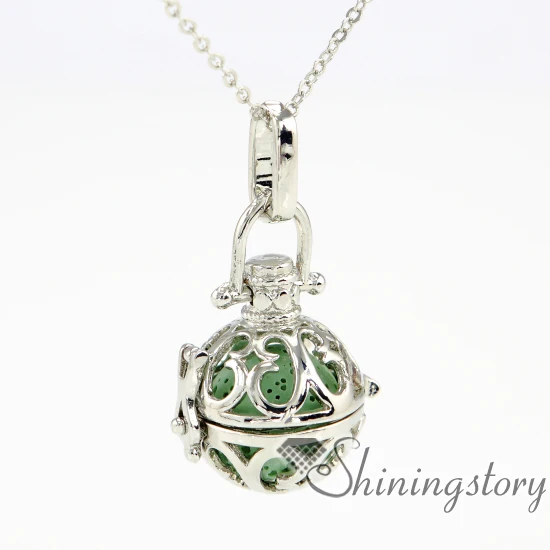 ball openwork metal volcanic stone essential oil diffuser necklace