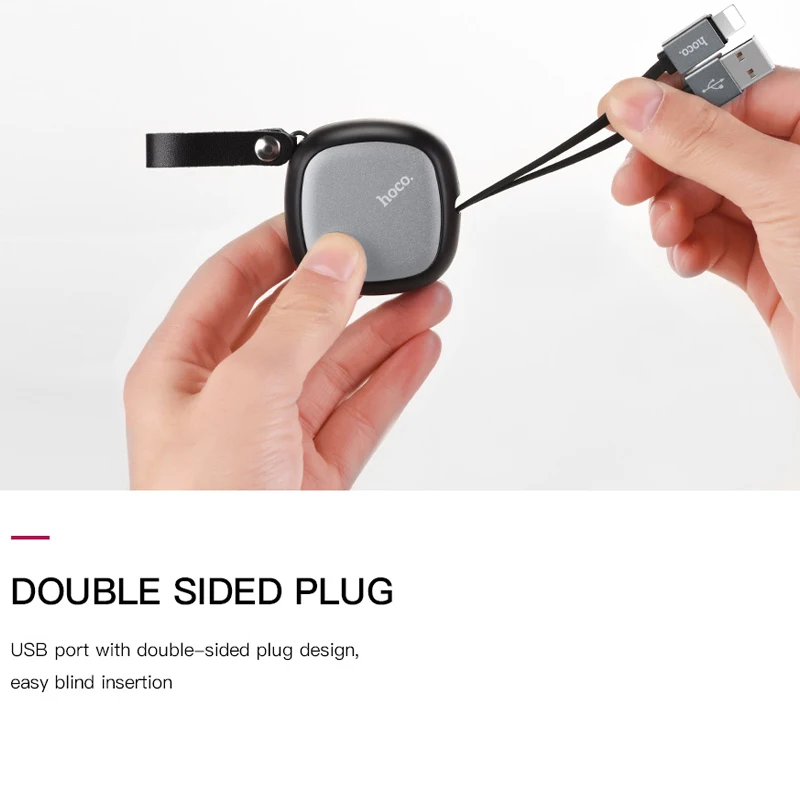 HOCO carcasa de aluminio de diseño portátil Mini Cable USB para Apple teléfono enchufe Cables de carga para iphone X XS X Max XR 8 7 6 s Plus, ipad