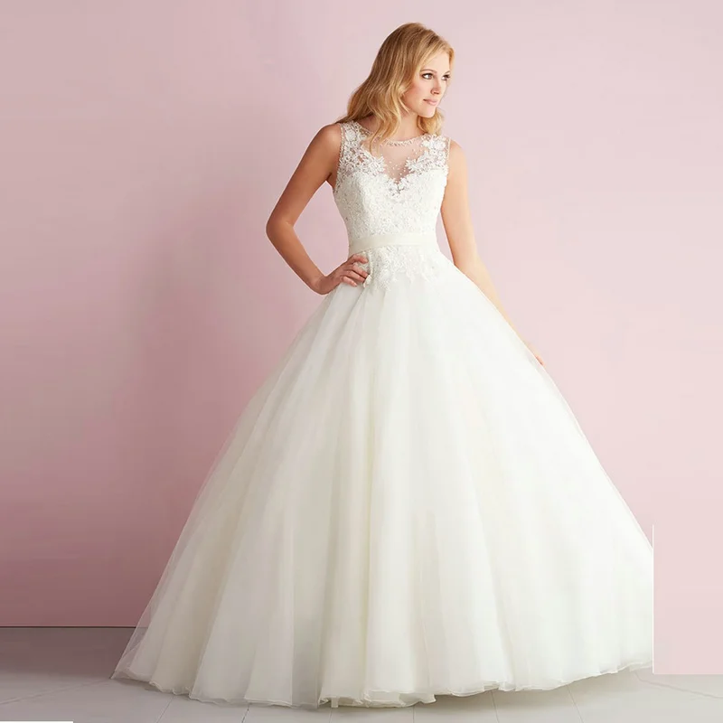 Fast Shipping Ball Gown Lace Wedding Dress 2017 Cheap Plus Size Bridal