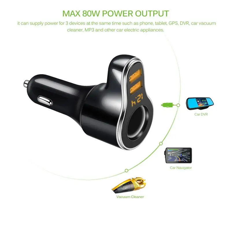 DC 12-24V двойная USB розетка для автомобильного прикуривателя Зарядное устройство и 3.1A автомобильное зарядное устройство адаптер поддержка быстрой зарядки с Volmeter