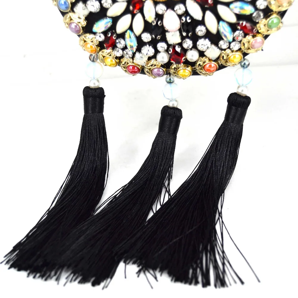Fashion Round Luxury Bead Clutch Evening Bag tassel Wristlets bag Pink White Clutch Party Purse Wedding banquet Bag