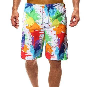 

Men Colorful Beach Shorts Breathable Quick-drying Fashion Ink Printing Casual Surfing Beach Pants Shorts classic beach pants