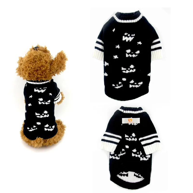 Свитер для собак, пуловер на тему Хэллоуина, водолазка, вязаная зимняя одежда для домашних животных, тыква, одежда для собак, щенок йоркширского терьера, одежда для кошек, L-XXL, DOGGYZSTYLE