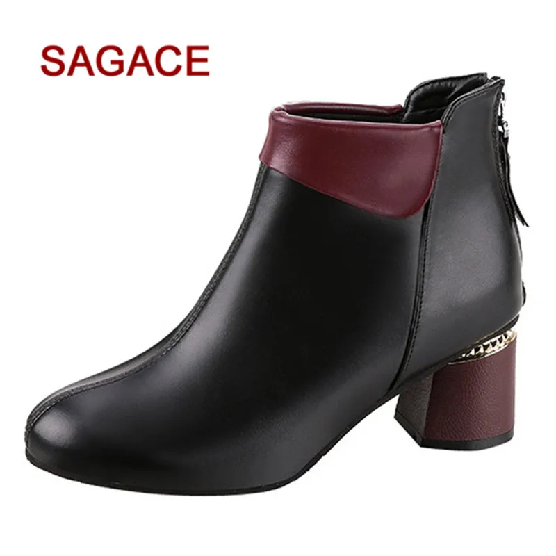 

HB@Women Boot High Heel Keep Warm Shoes Martain Boot Suede Mixed Color Round Toe Shoes