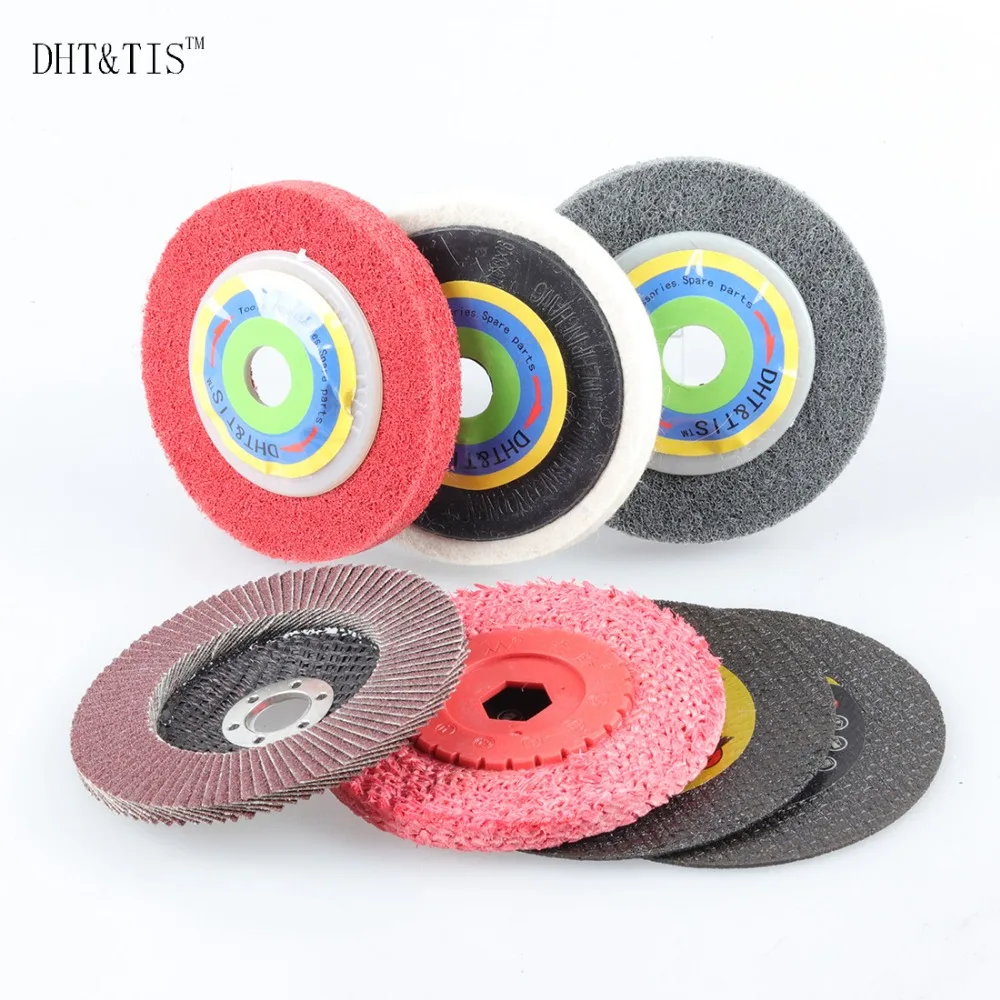 DHT&TIS 7 pieces 4"/100mm Stainless Steel Aluminum Grinding Polishing