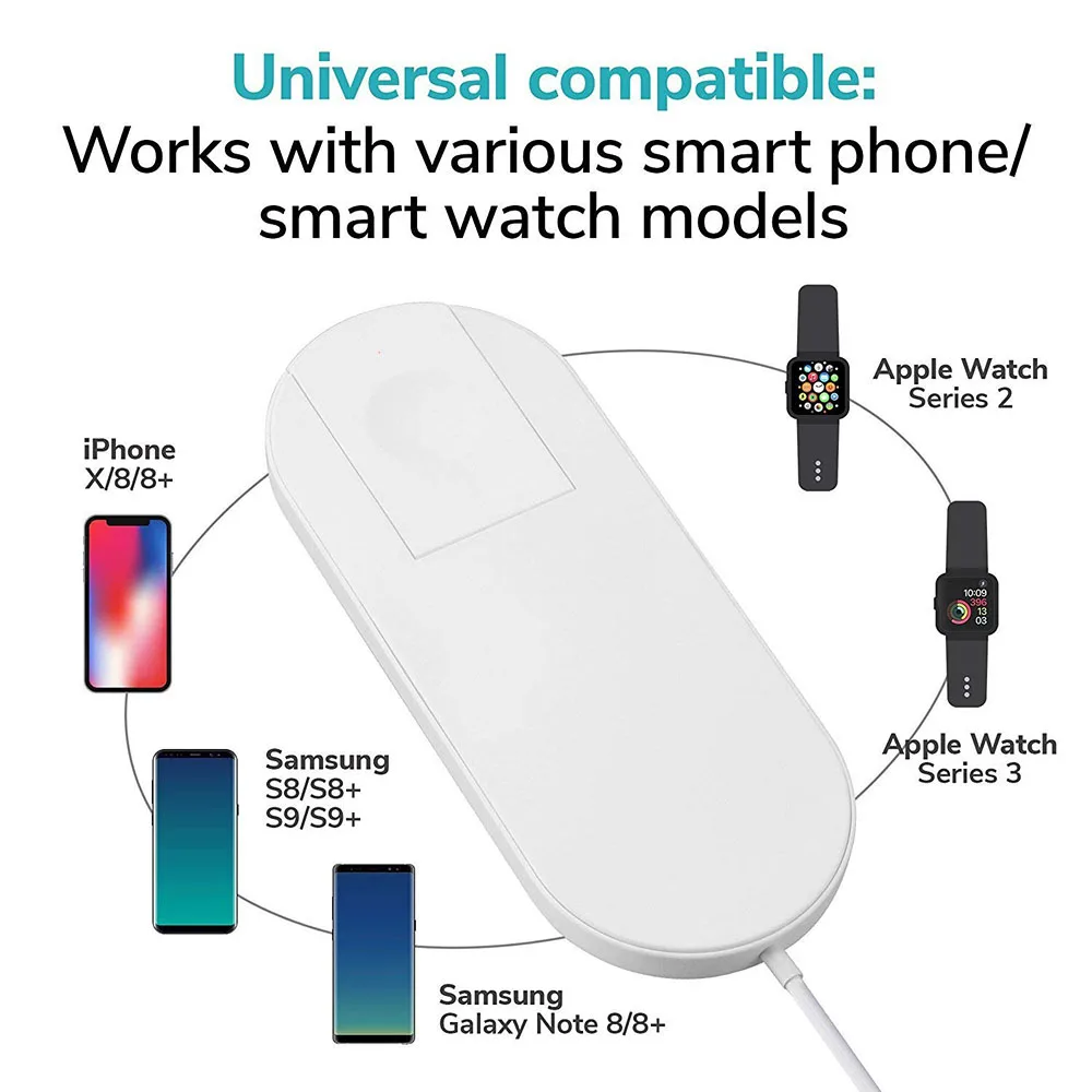Беспроводное зарядное устройство Ascromy для Apple Watch Series 4 3 2 в 1 Iphone XS MAX XR 8 Plus I зарядка