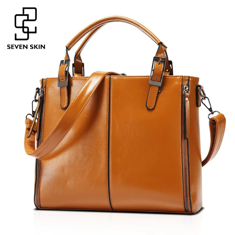 

SEVEN SKIN 2017 PU Solid Leather Bags Handbags Women Luxury Designer Famous Brands Messenger Bags Casual Tote Bag bolsa feminina