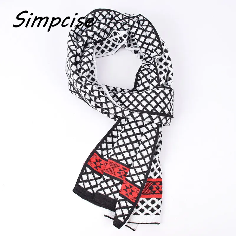 Winter Knitted Scarf Man Hot Sale Unilateral Plaid Knit Scarves Men Charm Warm Scarf Shawls Gift A3A18940