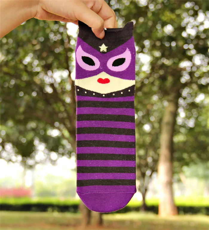 Высококачественные хлопковые носки для мужчин и женщин, модные носки в стиле Харадзюку, Человек-паук, женщина-кошка, забавные носки дышащие комфортные, Лидер продаж - Цвет: 06