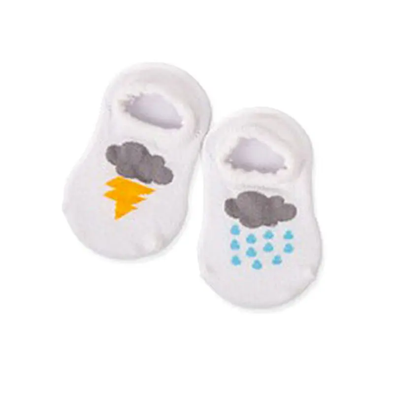 Носки до щиколотки для новорожденных мальчиков и девочек хлопковые нескользящие носки с принтом облака для новорожденных - Цвет: W