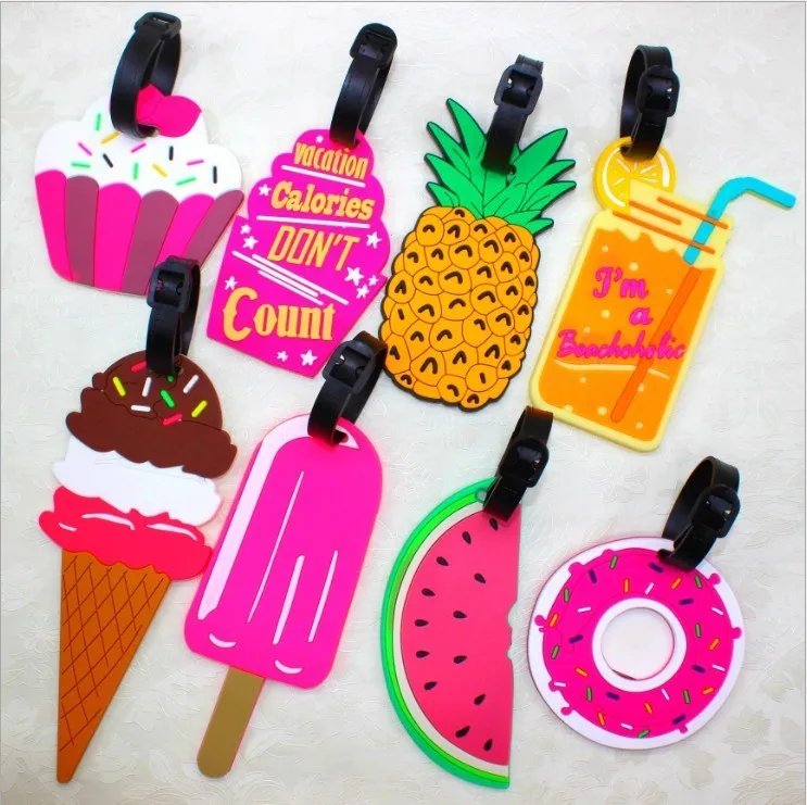 

Ice Cream Model Anime Luggage Tag PVC Pendants Portable Travel Label Suitcase Address Baggage Holder NEW Gift Unisex