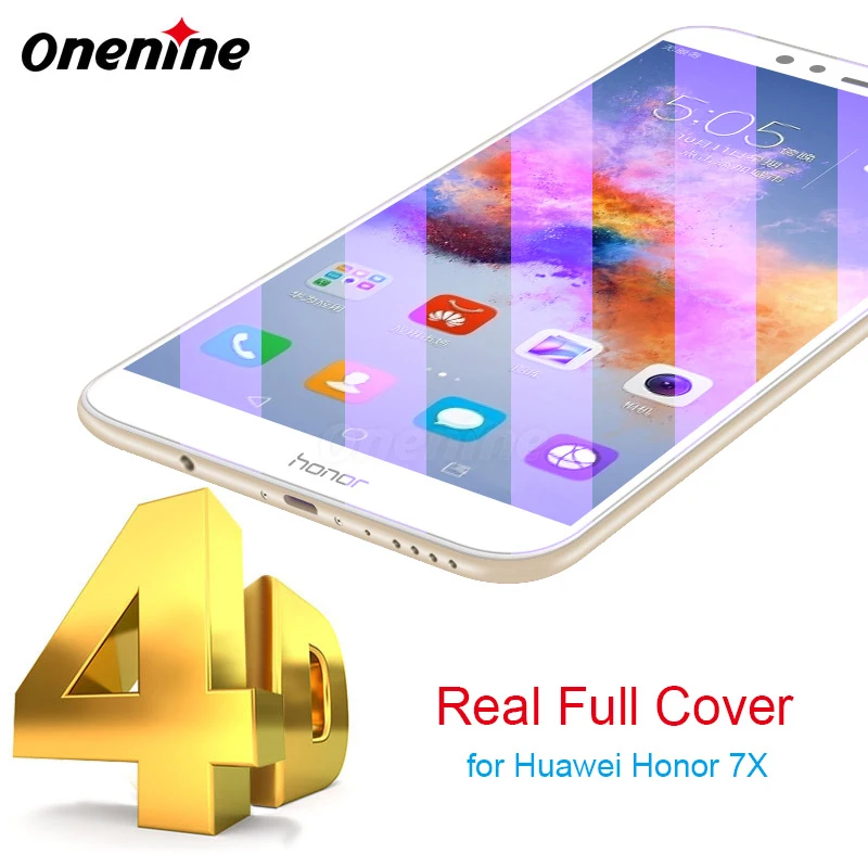 

Onenine 4D Screen Protector Tempered Glass for Huawei Honor 7X Full Cover Protective Glass 3D Curved 9H Film Honor7X Vidro 5.93"