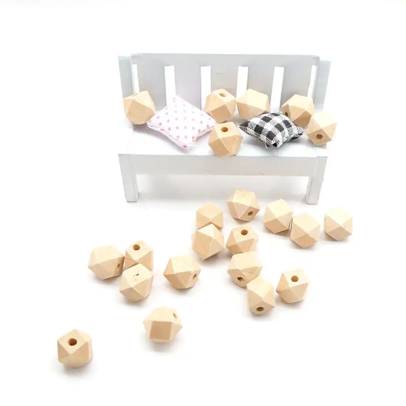

Chenkai 100PCS 12mm Wooden Beads Baby Teething Beads Wood Hexagon Beads Baby Teethers For baby care Toys Jewelry Making