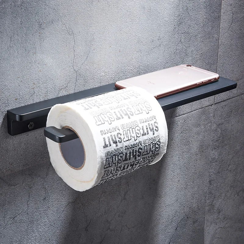 Твердый алюминиевый матовый черный держатель для туалетной бумаги держатель для телефона Полка для хранения Настенный рулон бумаги для ванной держатель с держателем для телефона