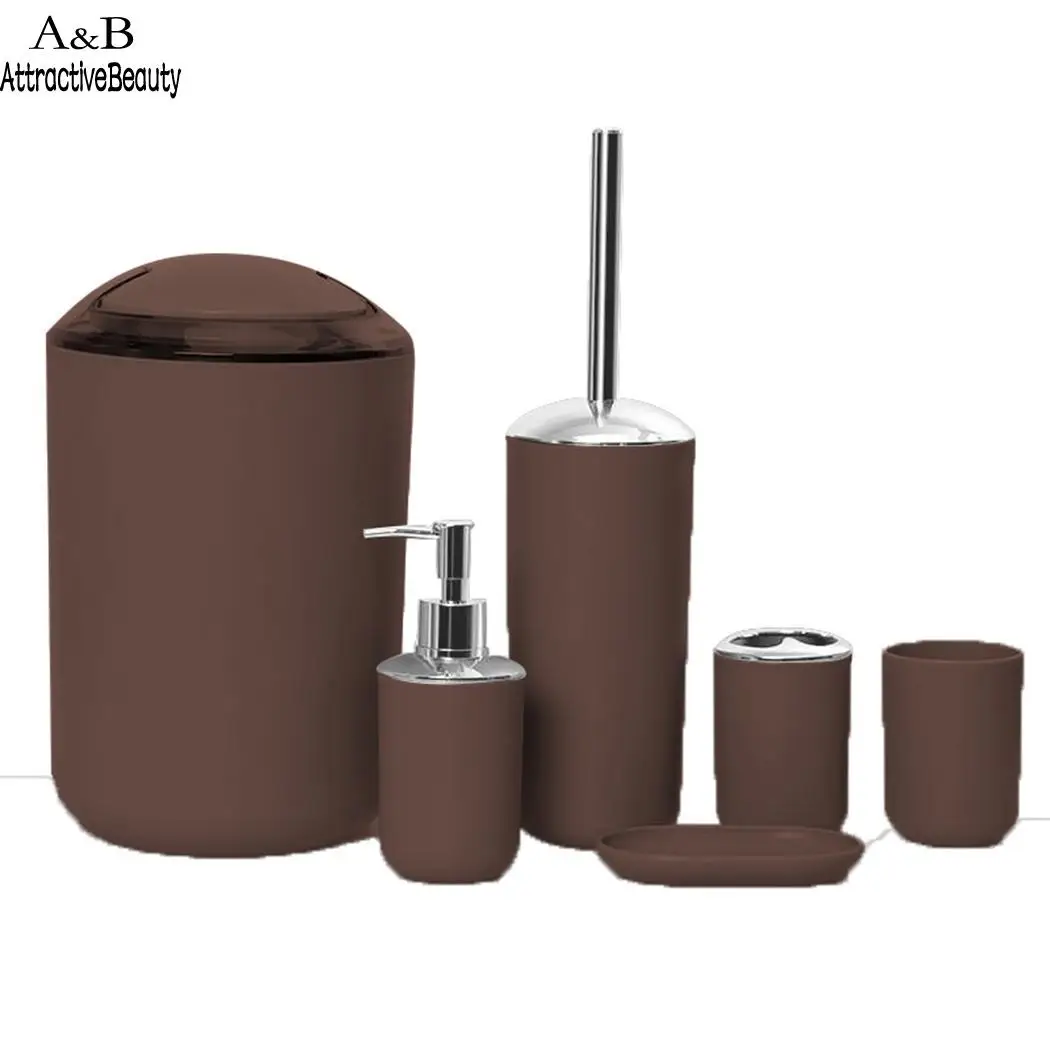 

Waste Bin Soap Dish Toothbrush Holder Toilet Brush Set Bathroom Supplies