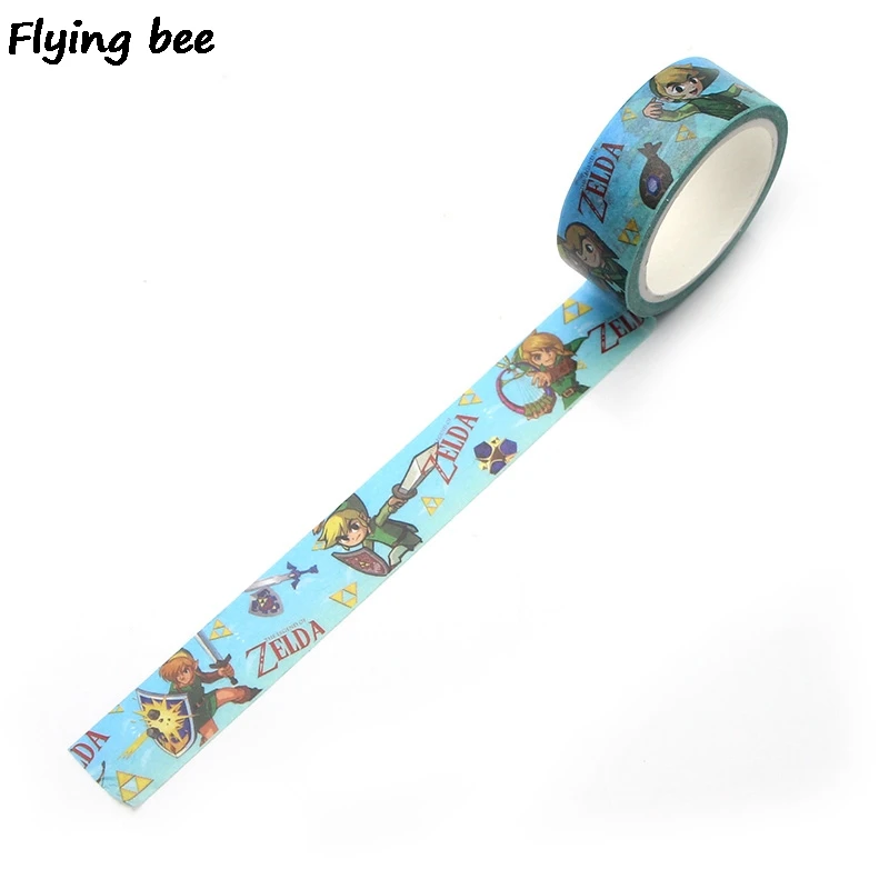 Бумажная Васи лента Flyingbee 15 мм x 5 м липкая для игр аниме самодельная наклейка