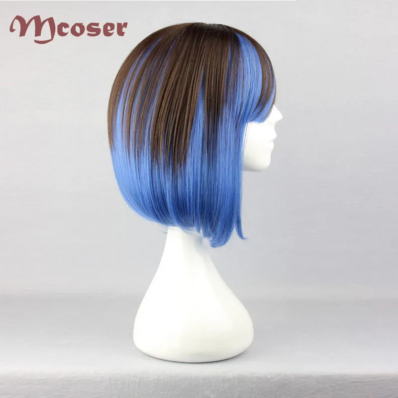 MCOSER 40 см короткие прямые синтетические синий коричневый Многоцветный парик для косплея Высокая температура волокна волос WIG-273A