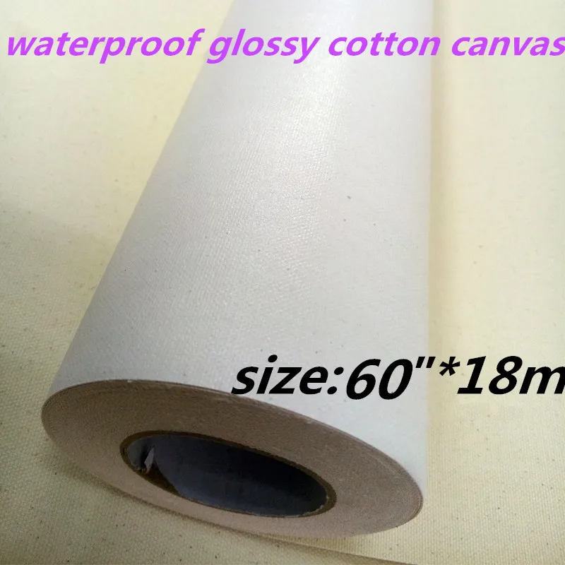 60"*18m wide format waterproof glossy pure cotton canvas roll with RC