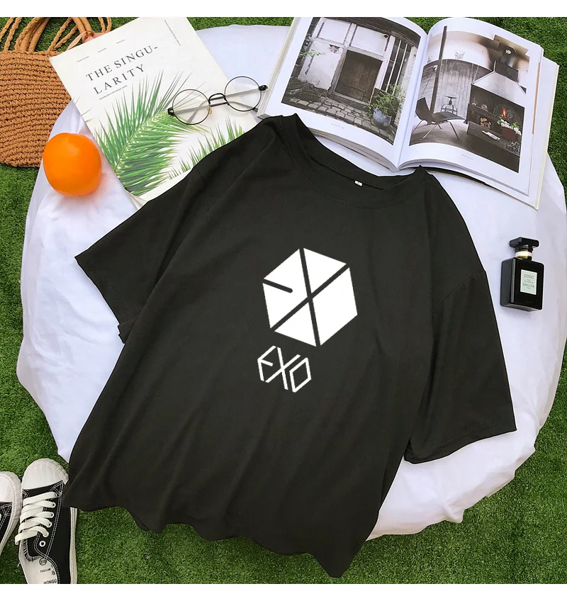 EXO Kpop Short Sleeve Tshirt Women Summer New Korean Cotton Tee Shirt Femme Casual Streetwear Tumblr Harajuku Tops Camisas Mujer (6)