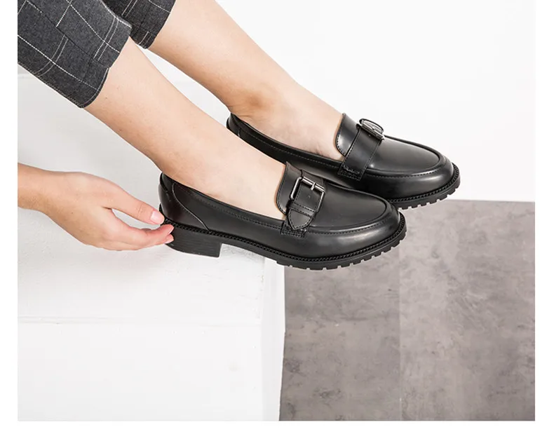 Осень Женские туфли-лодочки ботинки-оксфорды в британском стиле Для женщин модные мягкие Повседневная кожаная обувь ретро оксфорды на шнуровке Для женщин обувь на плоской подошве