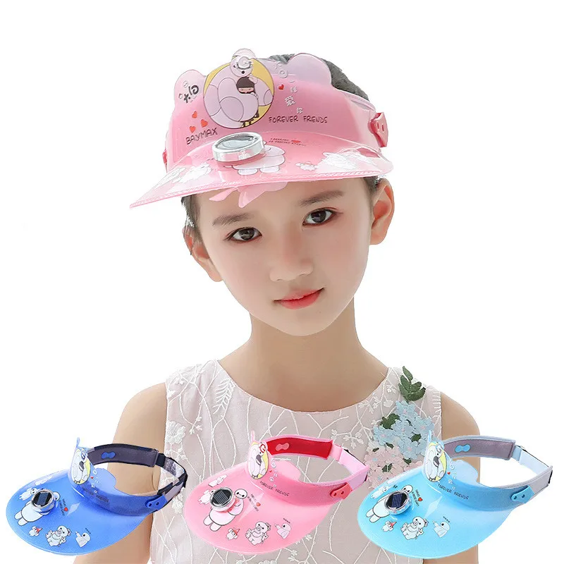 

N20C 2019 Summer Solar Cooling Fans Caps Cotton Outdoor Visor fan Anti-UV cap fashion USB fans hats For girls children