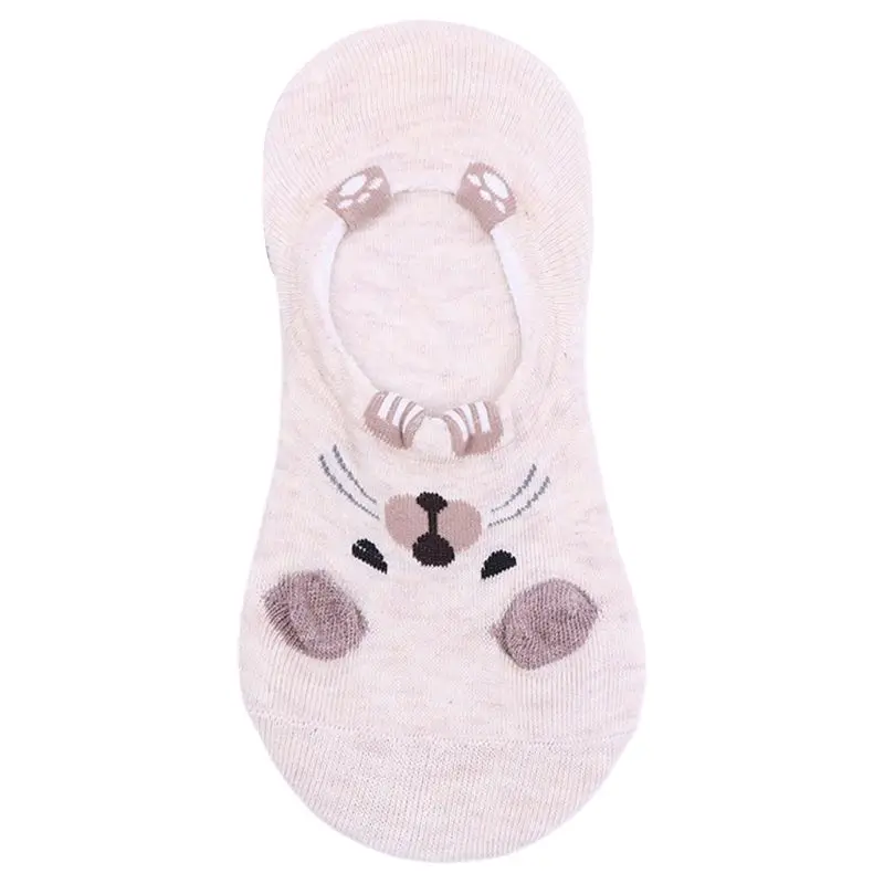 Японский Для женщин девушки летний Невидимый короткие носки-башмачки милые мультфильм Хомяк печати 3D лапы Противоскользящие силиконовые хлопок Чулочно-носочные изделия - Цвет: 4