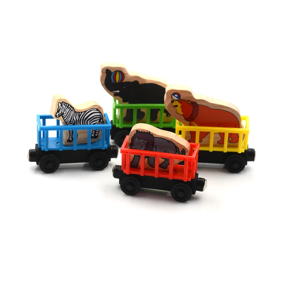 Baby Animals Wooden Trains Model Toy Magnetic Train Kids Education Toys Gift LS 