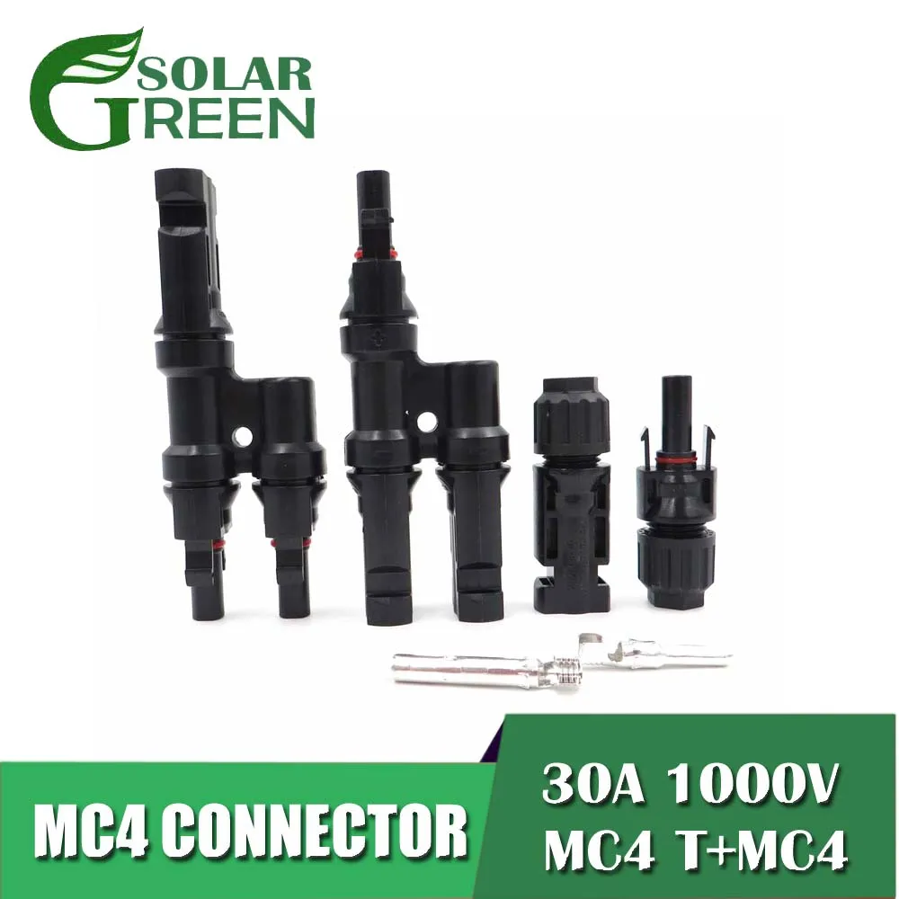 

Solar Panel Connector 1Pair X MC4 connect male + female and 1 pair MC4 T branch 2 female 1 male + 2 male 1 female