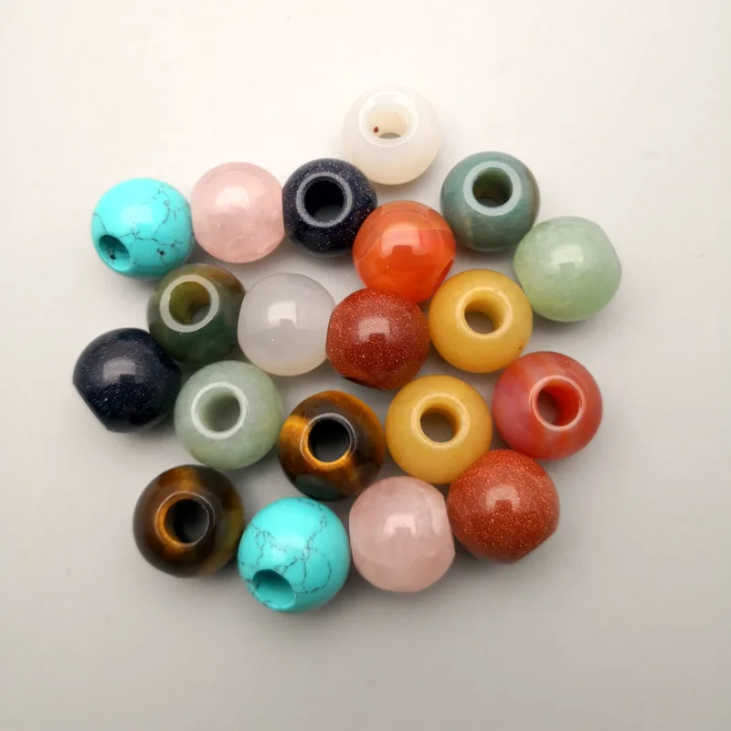 

Fashion mixed natural stone big hole beads for Jewelry making 16MM 20pcs charm bracelet Earrings accessories wholesale