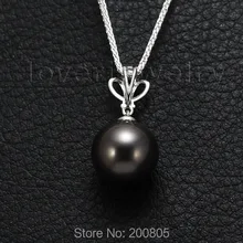 LOVERJEWELRY, винтажные круглые 10 мм жемчужины, 18 К, белое золото, бриллиант, натуральный черный жемчуг, Подвеска для женщин, хорошее ювелирное изделие, без цепи