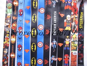 

Free Shipping 100 Pcs Mixed Superhero key chains Neck Strap Keys Camera ID Card Lanyard GS080