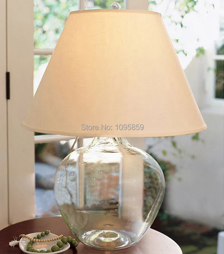 Modern Glass Vase Bedroom Table Lamp White Shade Dining Room Restaurant Glass Table Light Lmpara de vidrio para jarrones