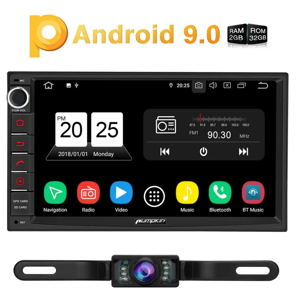Pumpkin2 Din 7'ɺndroid 9.0 Universal GPS Navigation Car Radio Stereo Audio No DVD Player 2G RAM 32G ROM Wifi Fast Boot Headunit |